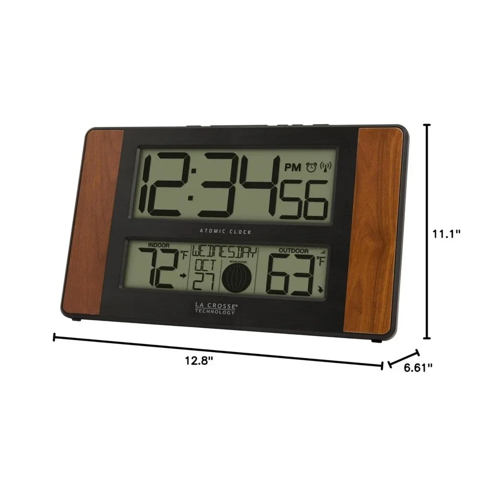La Crosse Technology Atomic Digital Wall Clock Black Cherry 513-1417CH-INT